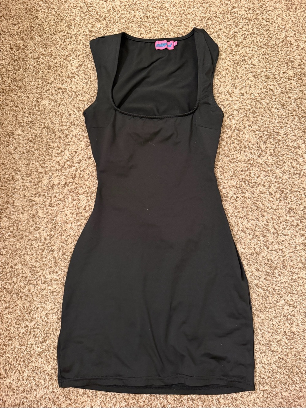Edikted Black Sleeveless Square-Neck Bodycon Dress